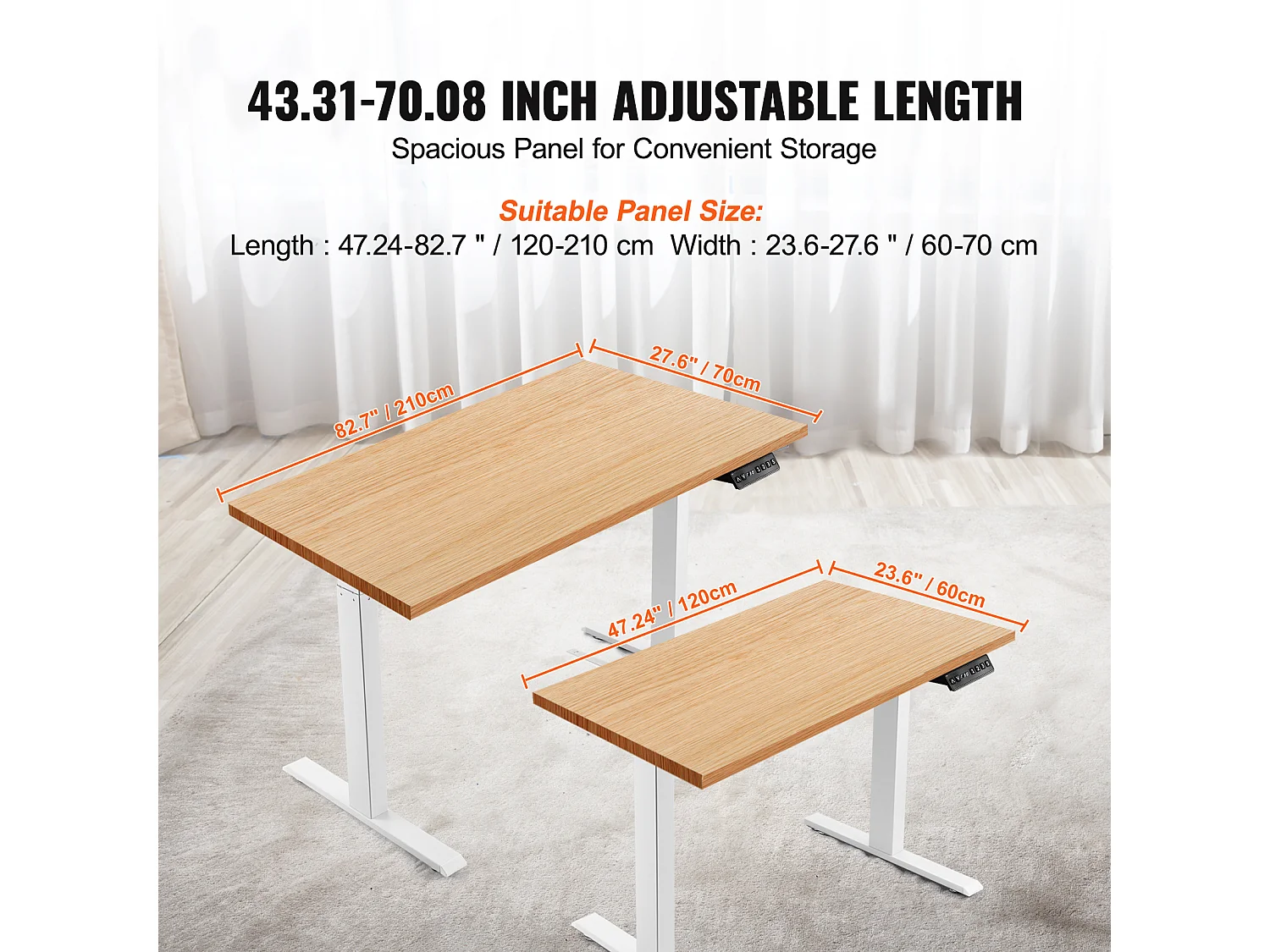 Cadre Debout de Bureau SucceBuy Cadre de Bureau Debout Électrique, Réglable de 65-129 cm de Hauteur, Double Moteur