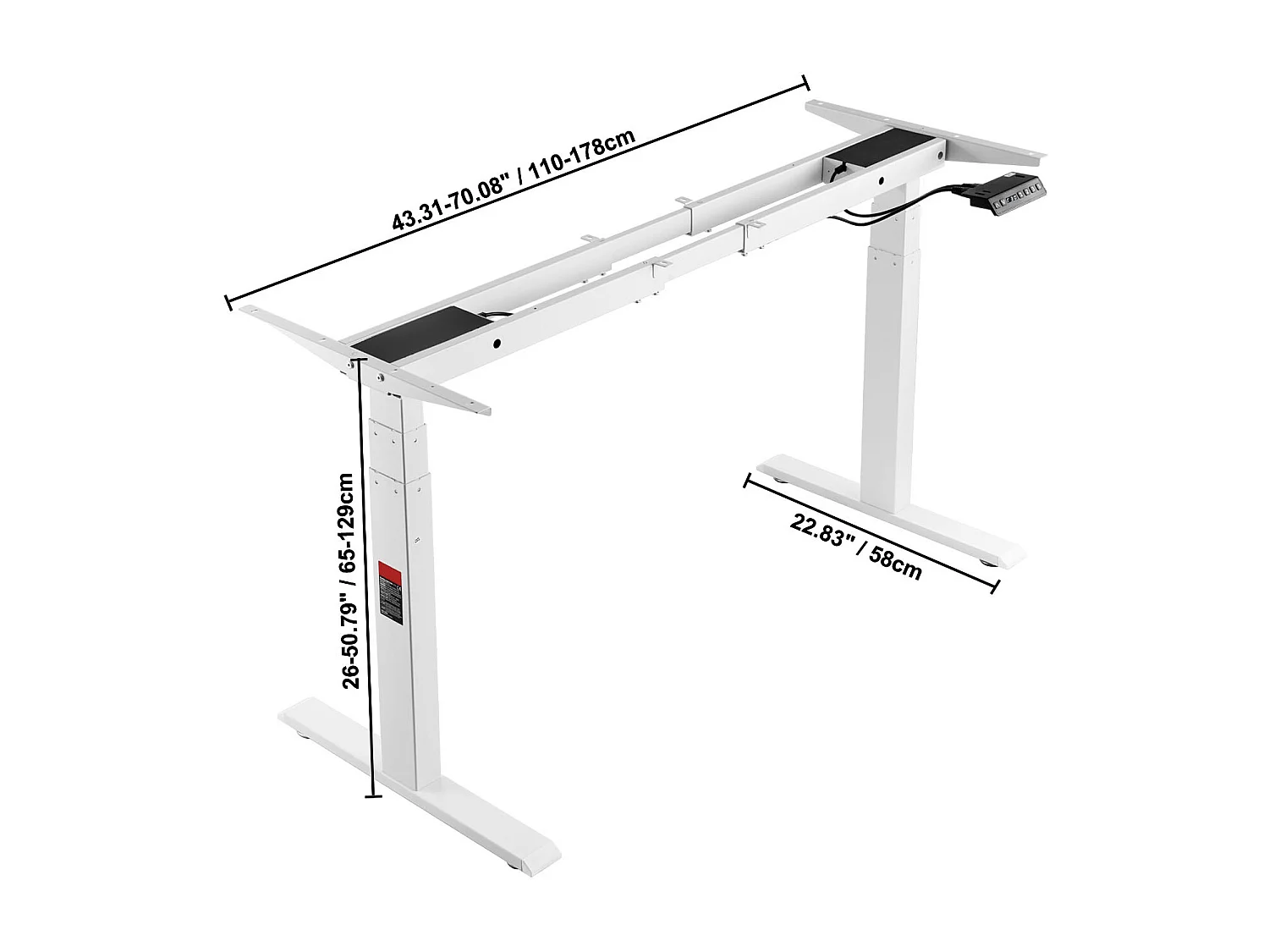 Cadre Debout de Bureau SucceBuy Cadre de Bureau Debout Électrique, Réglable de 65-129 cm de Hauteur, Double Moteur