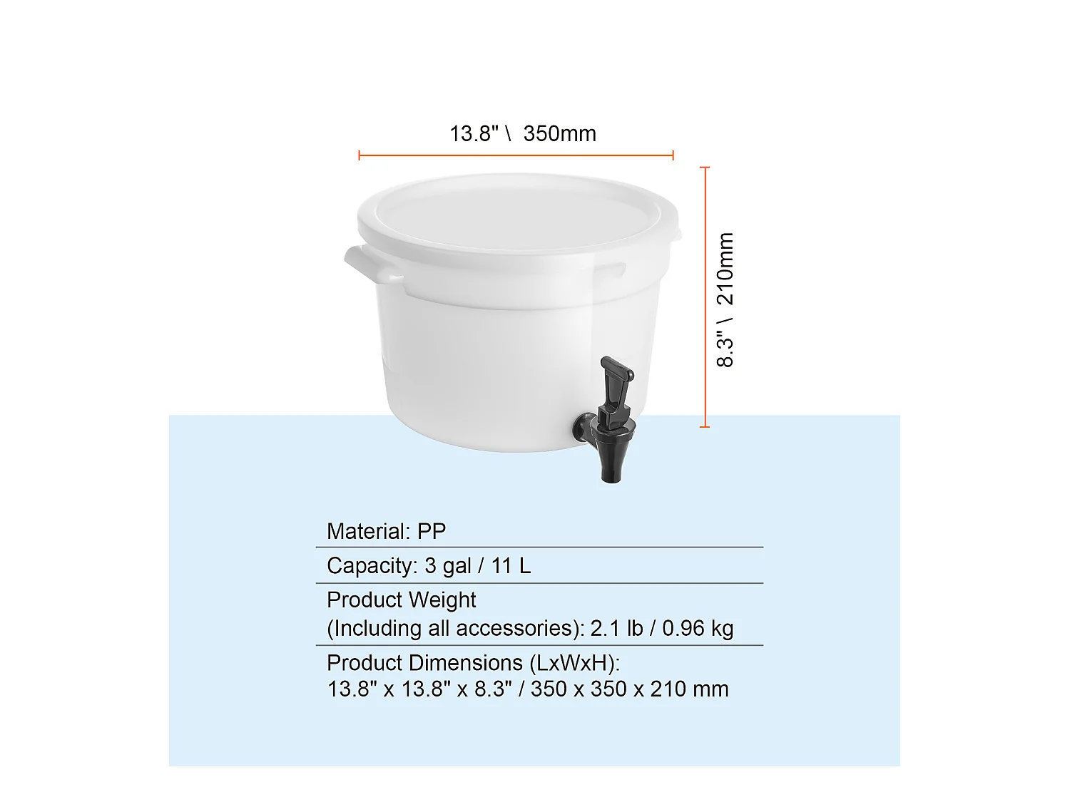 Distributeur de Boisson SucceBuy Distributeur de Boissons 11 L pour Fêtes, Plastique, Robinet