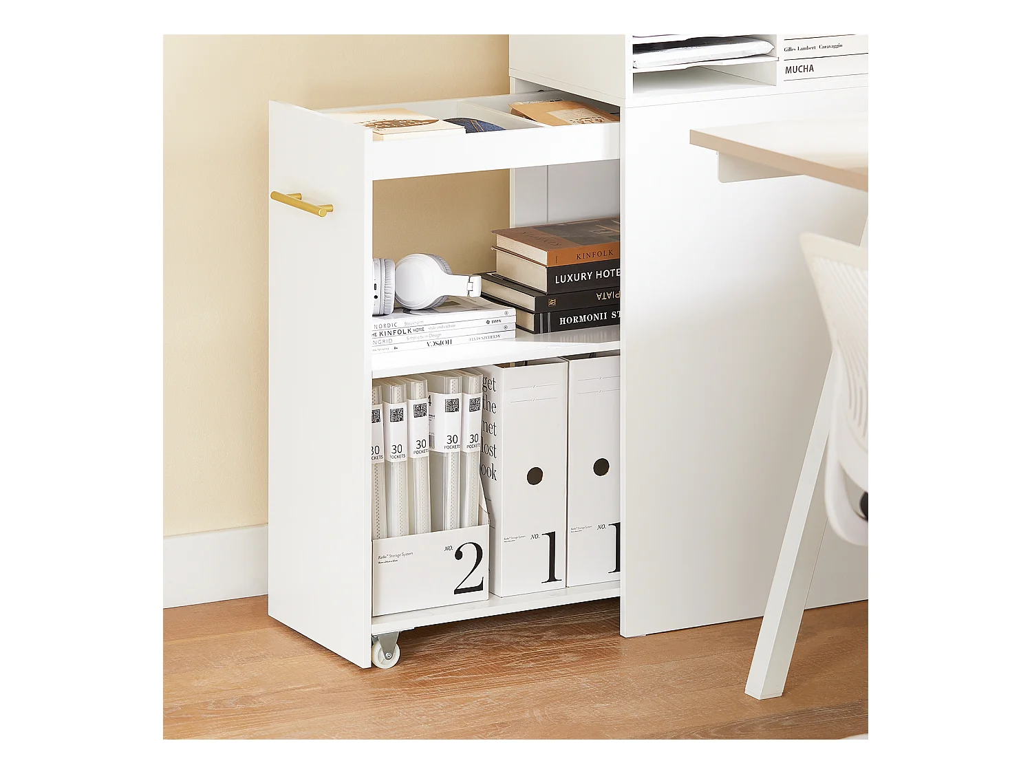 SoBuy ASK12-W - Meuble de bureau avec étagères réglables L60.0cm x L33.0cm ...