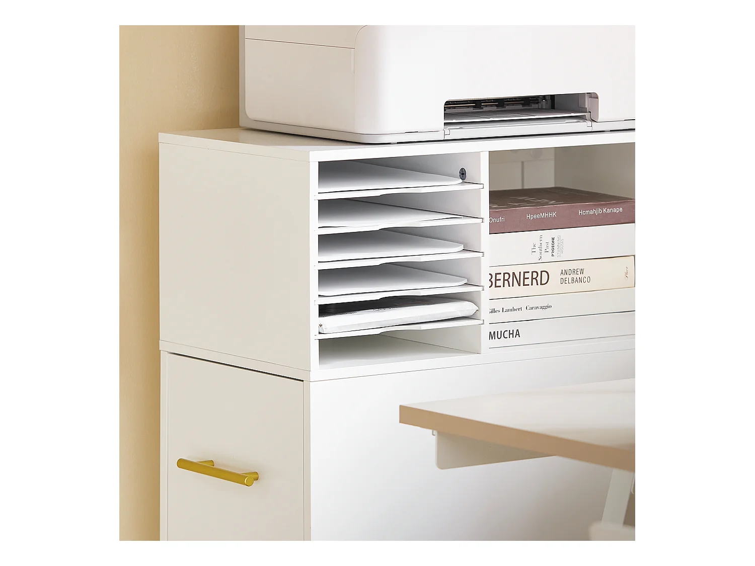 SoBuy ASK12-W - Meuble de bureau avec étagères réglables L60.0cm x L33.0cm ...