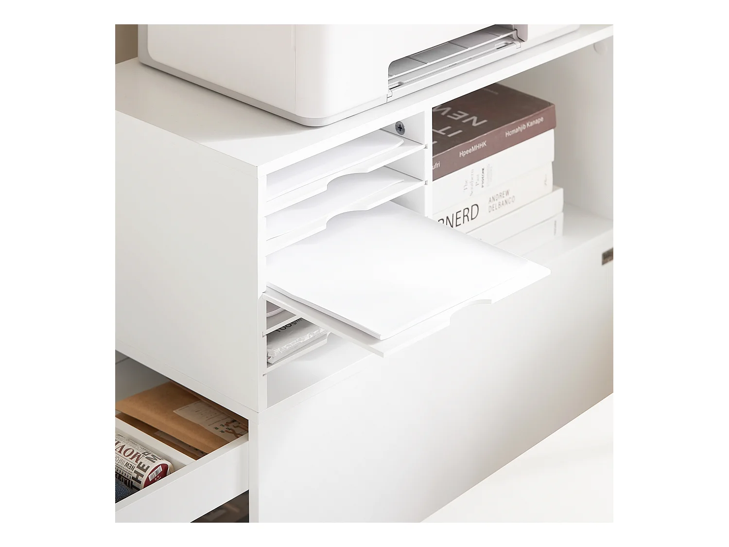 SoBuy ASK12-W - Meuble de bureau avec étagères réglables L60.0cm x L33.0cm ...