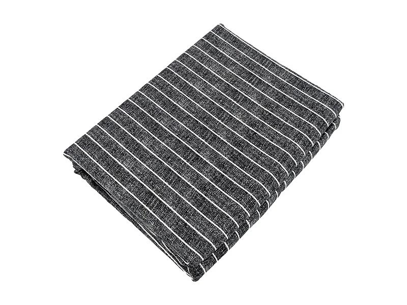 Drap plat mousseline de coton 270x300 cm LANA à rayures noir caviar