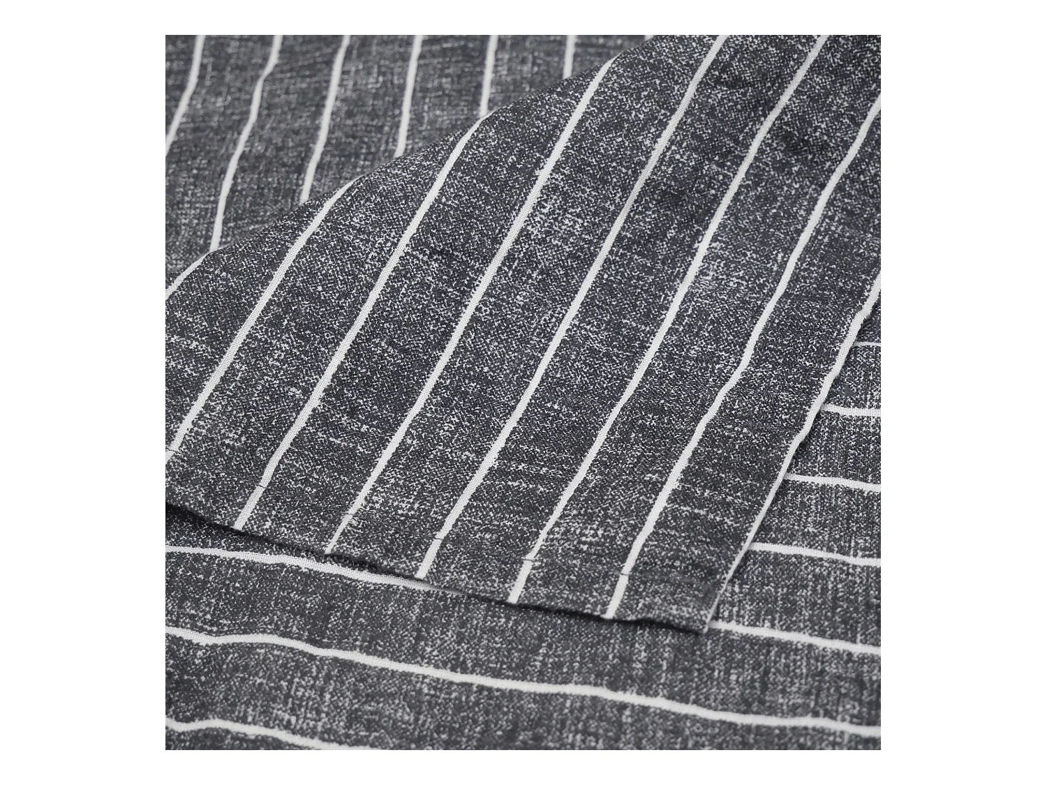 Drap plat mousseline de coton 270x300 cm LANA à rayures noir caviar