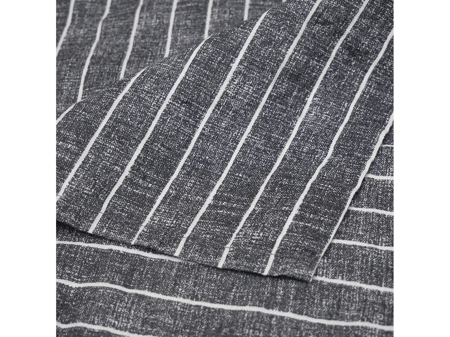 Drap plat mousseline de coton 270x300 cm LANA à rayures noir caviar