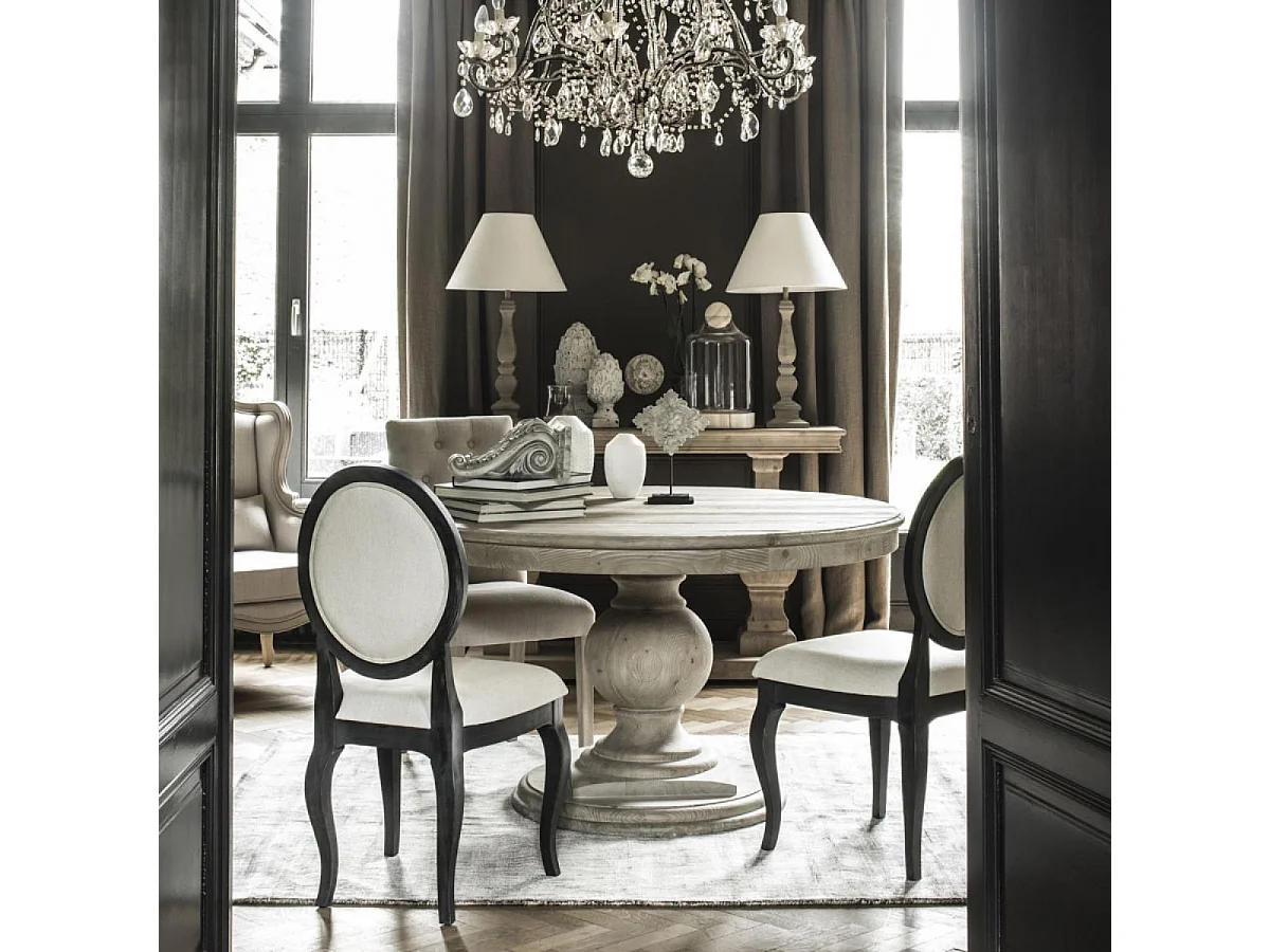 Lot de 2 chaises médaillon Bois Noir - Manoir Interior's