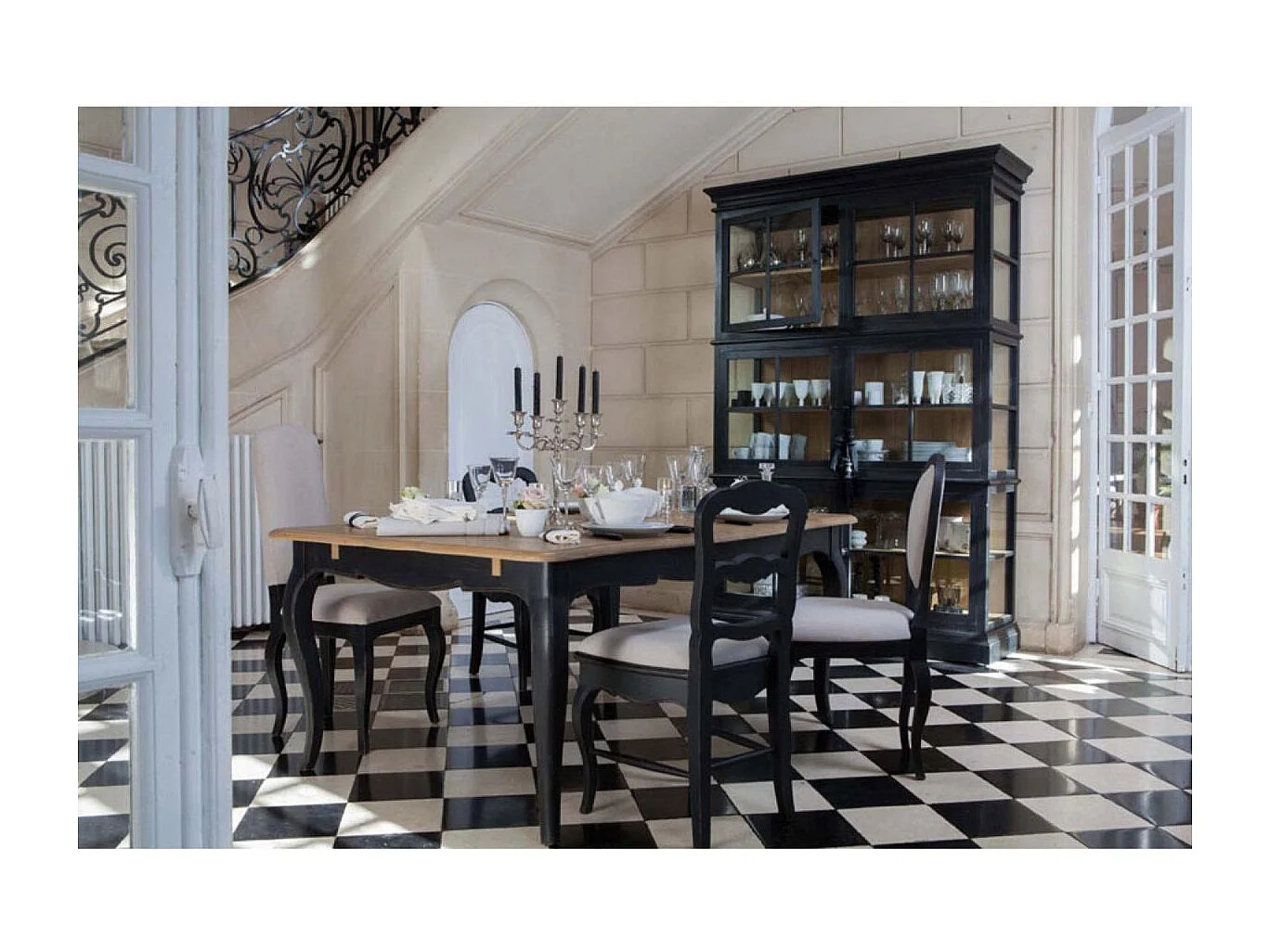 Lot de 2 chaises médaillon Bois Noir - Manoir Interior's