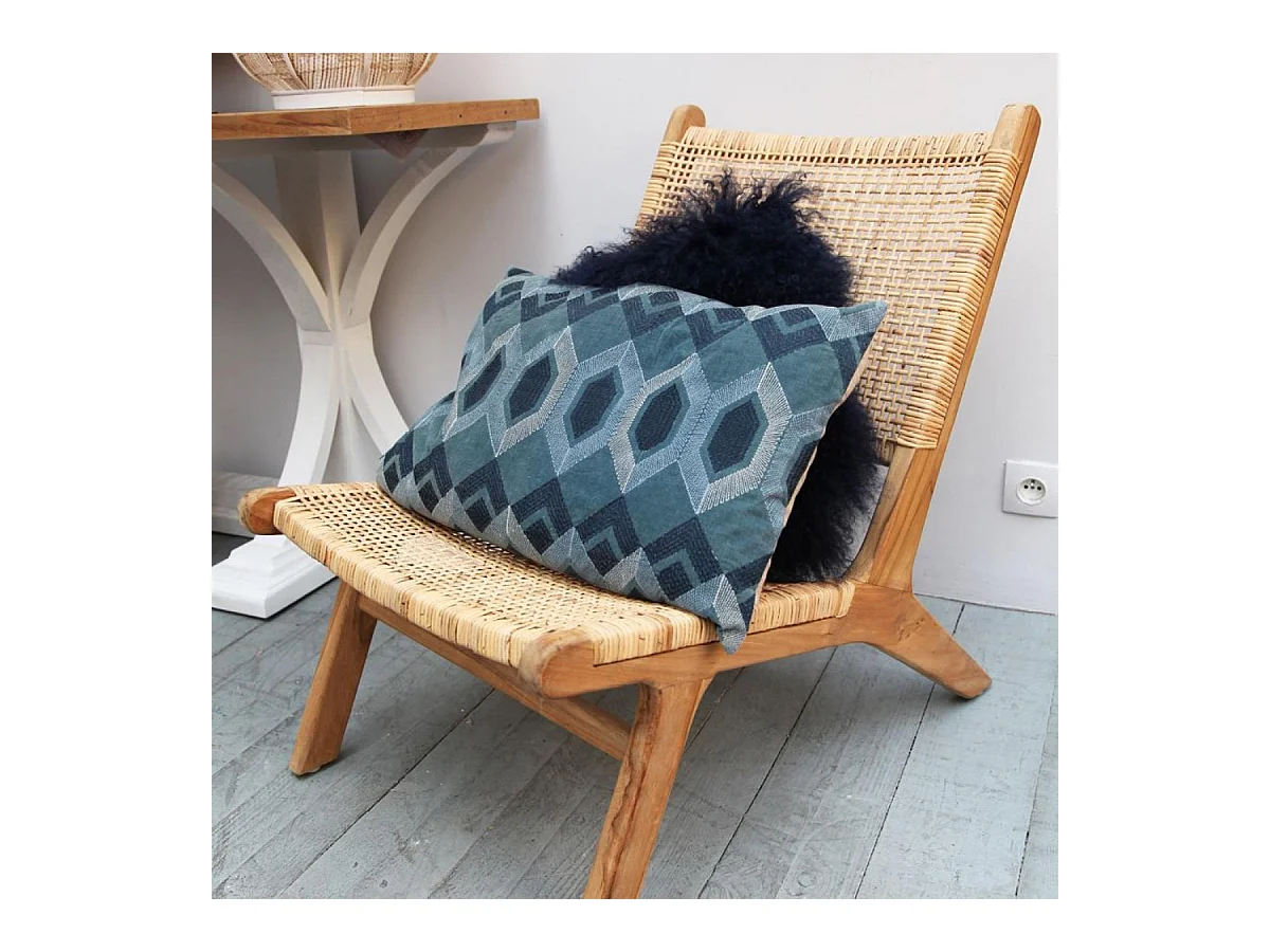 Fauteuil en rotin pieds en teck Rotin Marron - Ceylan Interior's