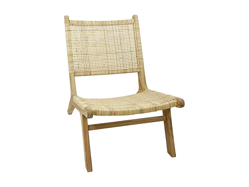 Fauteuil en rotin pieds en teck Rotin Marron - Ceylan Interior's