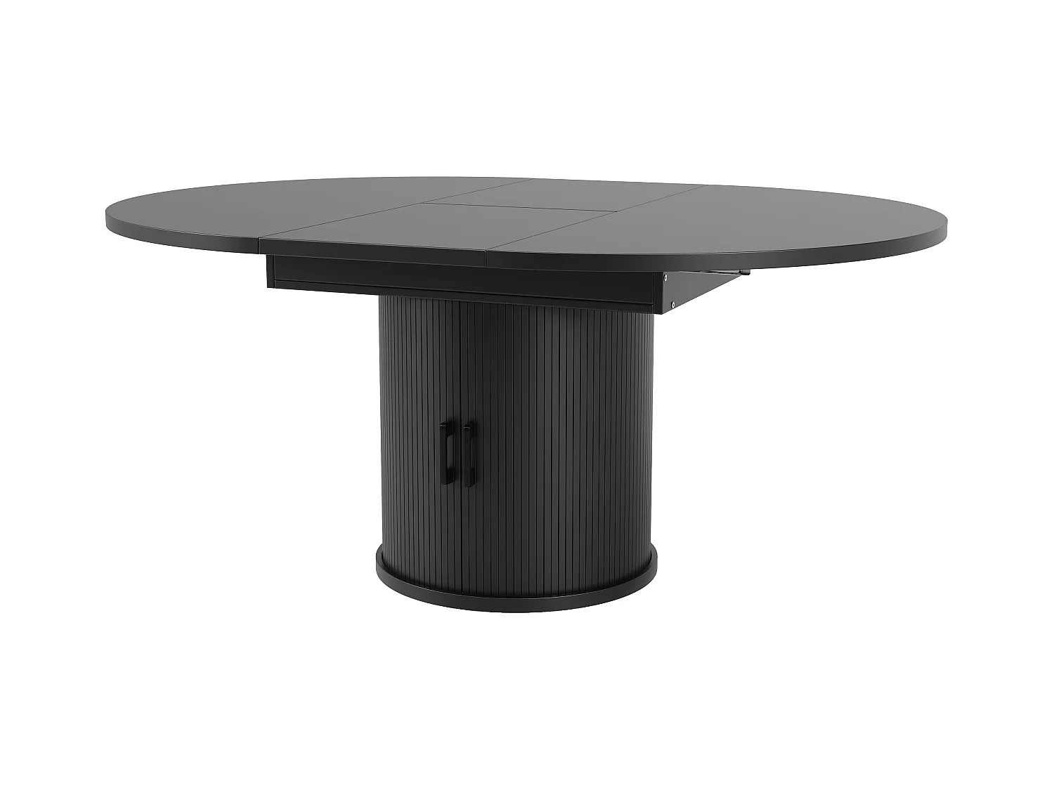 Table à manger 6 places -  118/158 x 118 x 76.8 cm - plateau extensible + avec rangements - MDF - noir