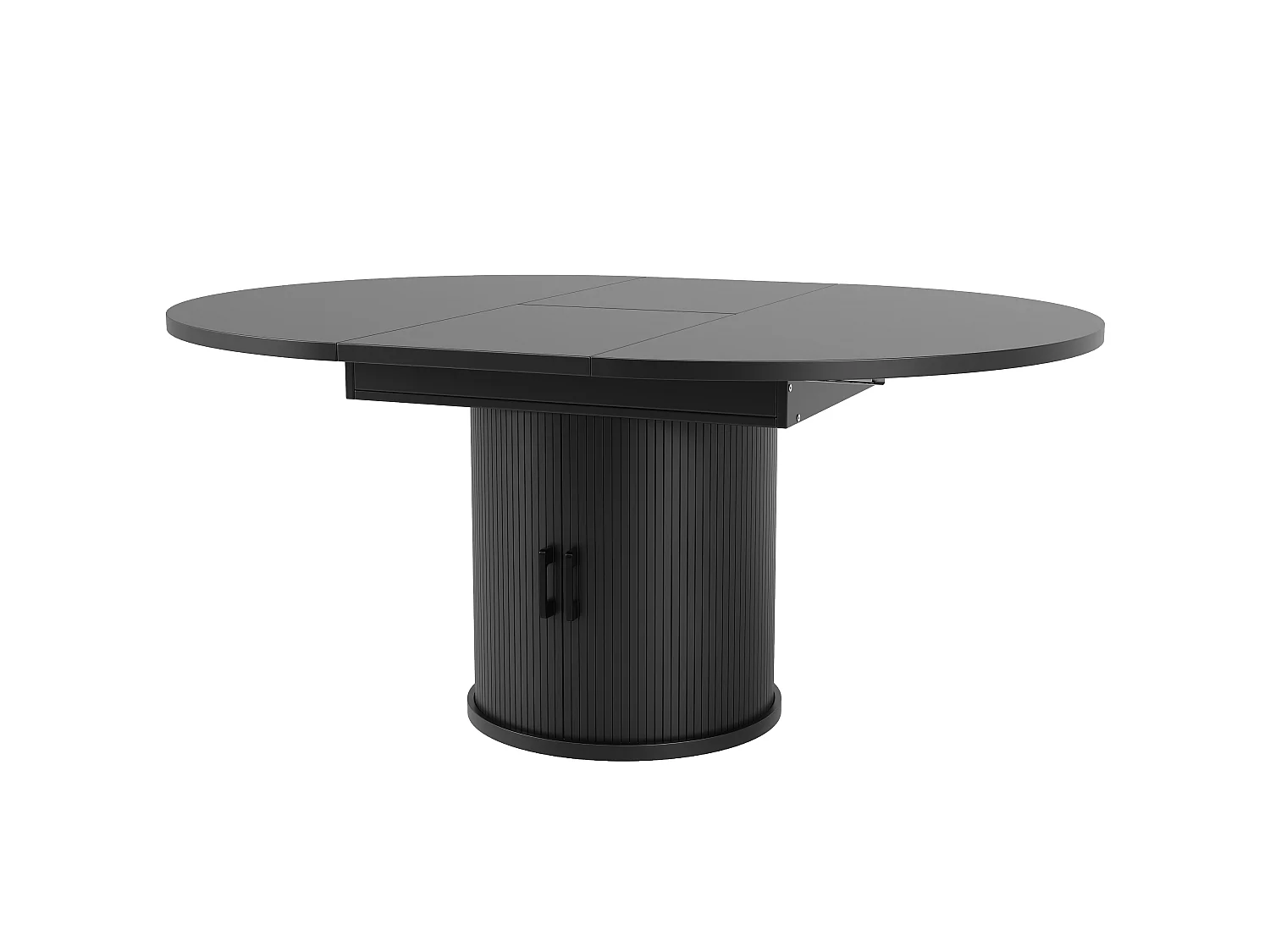 Esstisch für 6 Personen – 118/158 x 118 x 76,8 cm – ausziehbare Platte + mit Stauraum – MDF – schwarz
