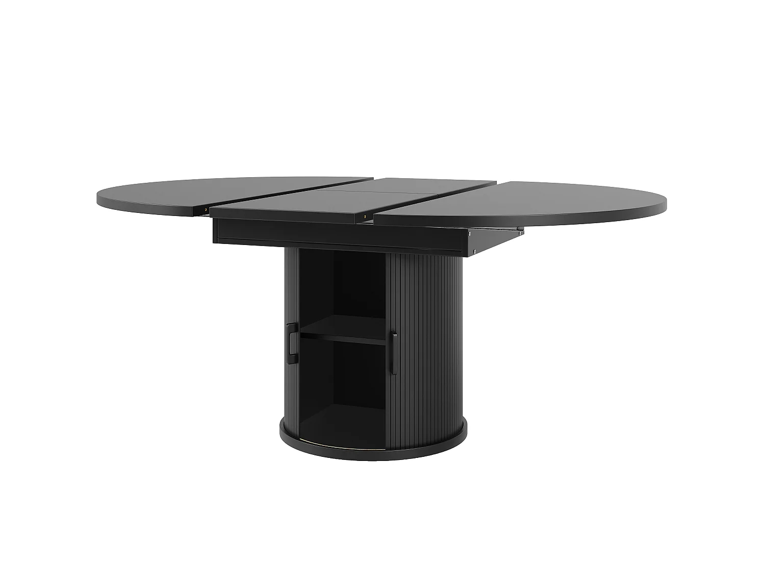 Esstisch für 6 Personen – 118/158 x 118 x 76,8 cm – ausziehbare Platte + mit Stauraum – MDF – schwarz