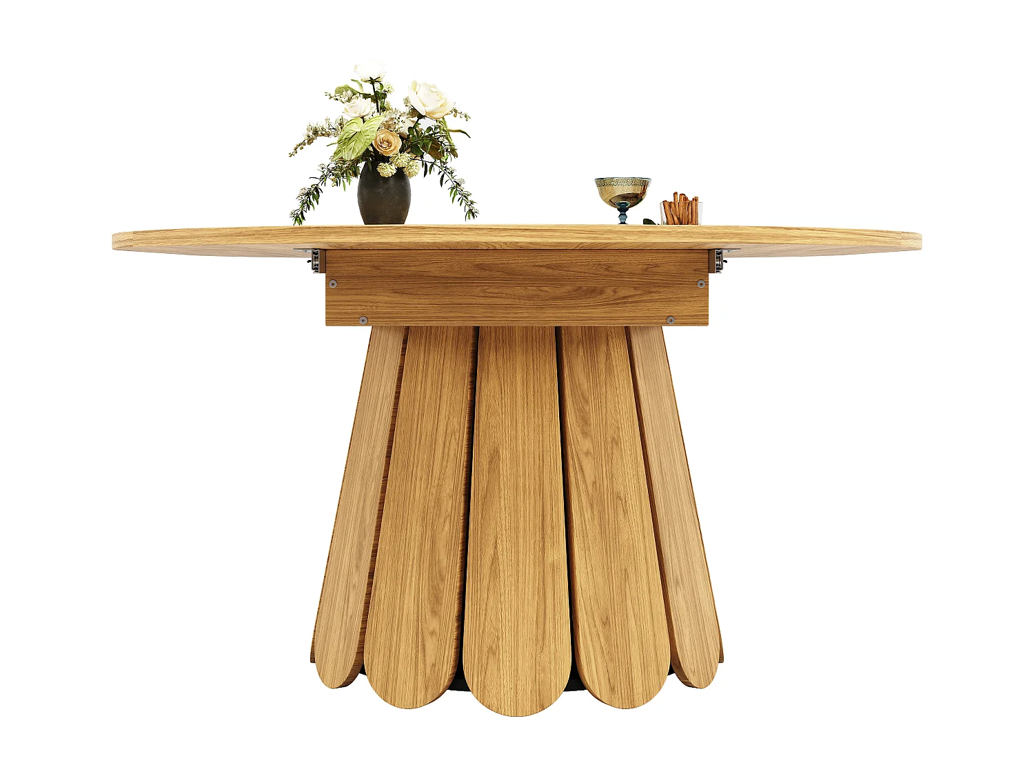 Eettafel voor 6 personen - 118/158 x 118 x 76,8 cm - uitschuifbaar blad - MDF - naturel