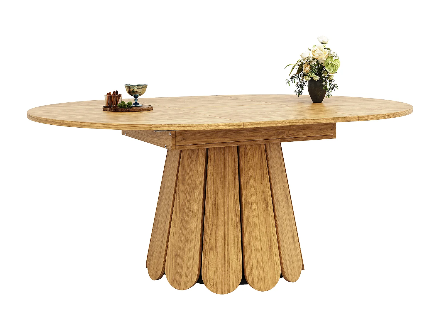 Eettafel voor 6 personen - 118/158 x 118 x 76,8 cm - uitschuifbaar blad - MDF - naturel