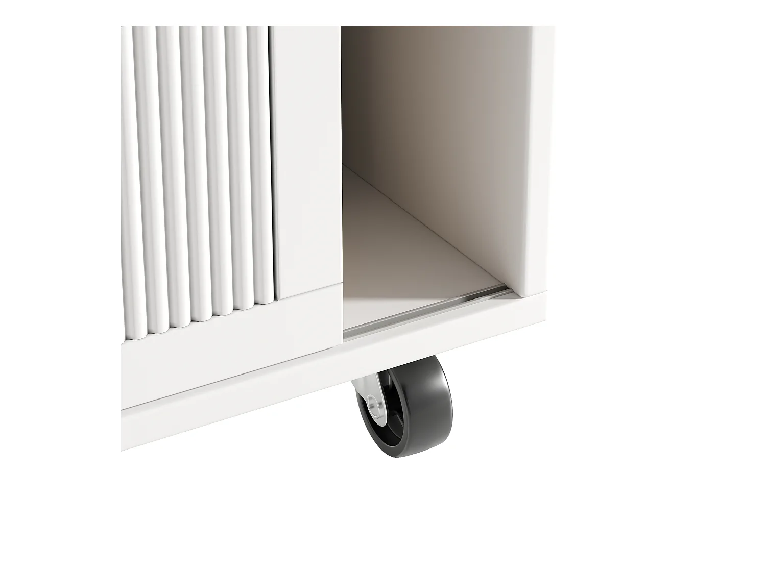 Îlot de cuisine - 146.85 x 45/70 x 93 cm - desserte extensible à roulettes + 2 portes + 3 tirois - MDF + Métal - blanc