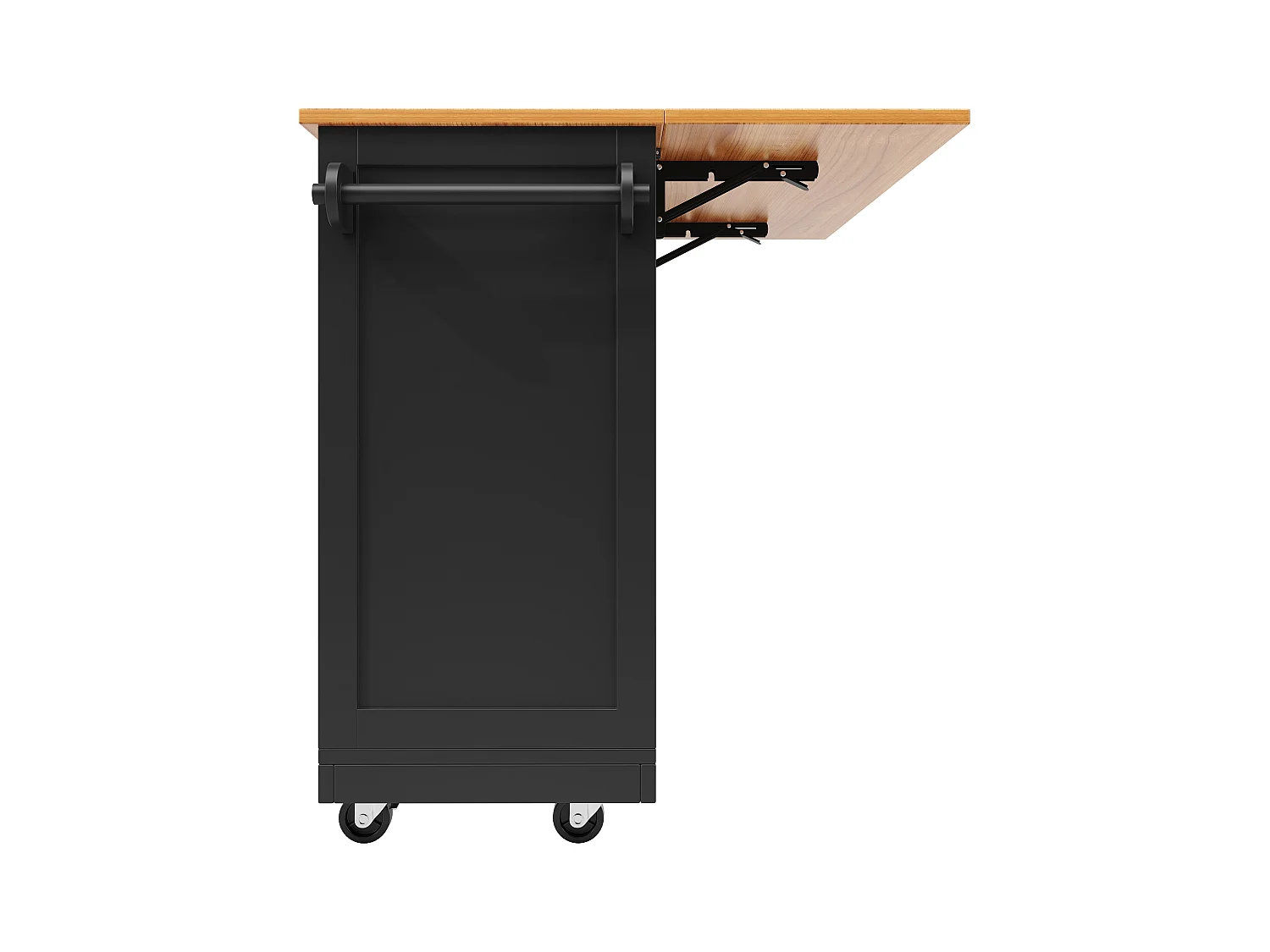 Îlot central à roulettes - 140 x 40 x 93.5 cm - avec plan de travail + 2 portes + 2 tiroirs -MDF - noir