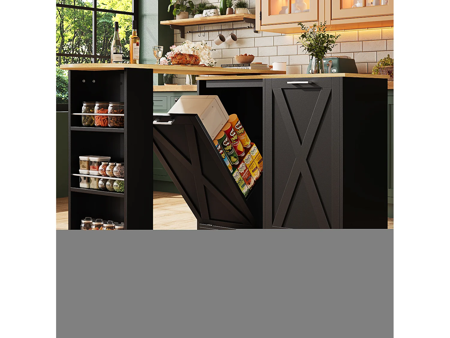 Meuble de bar rotative - 138 x 38 x 105.5 cm - avec porte à rabat + étagères latérales - MDF - noir