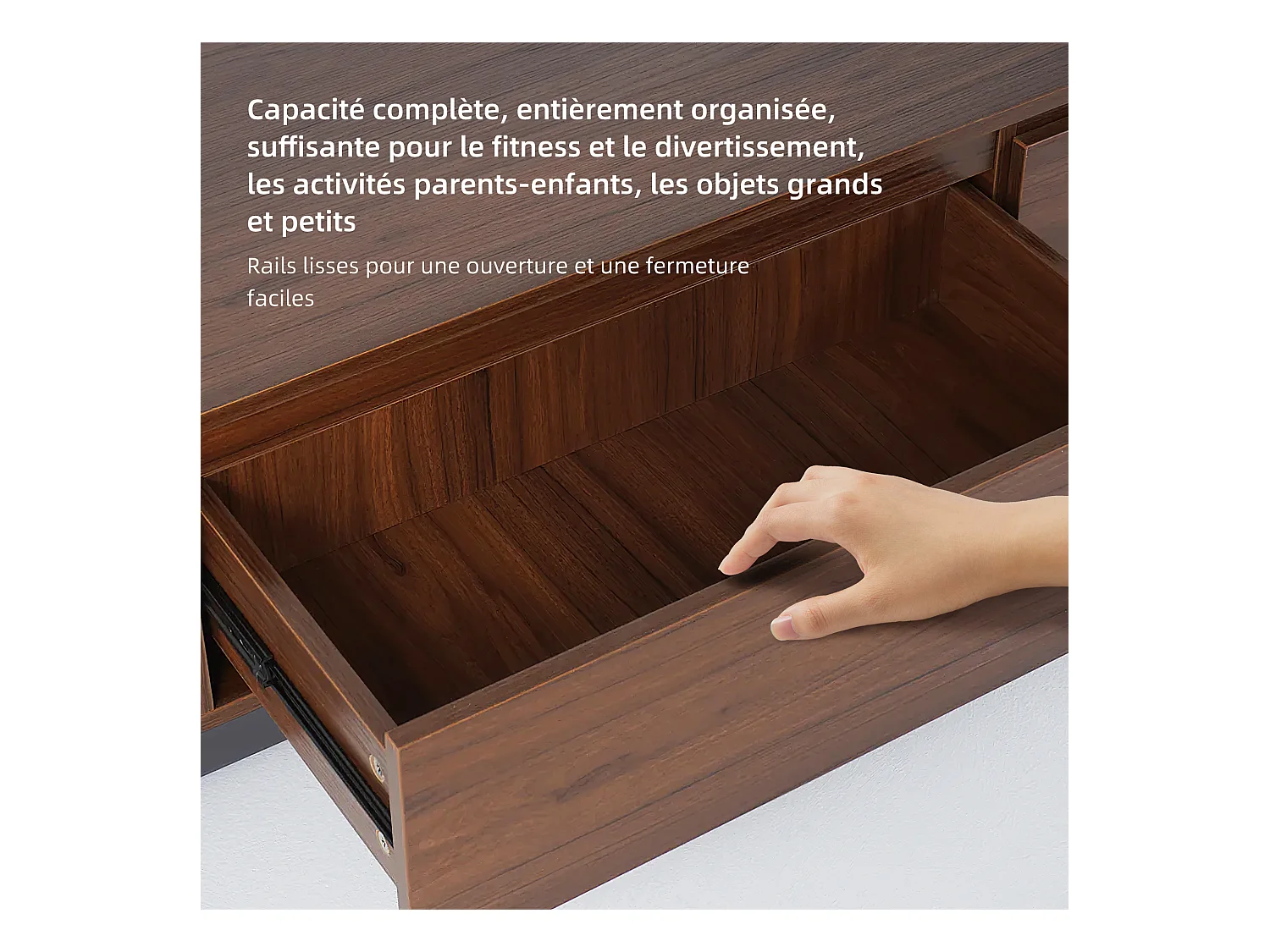 TV-Schrank mit 3 Schubladen, ausziehbarer und verstellbarer Fernsehtisch von 200 cm bis 330 cm, TV-Möbel für Wohnzimmer, Walnuss