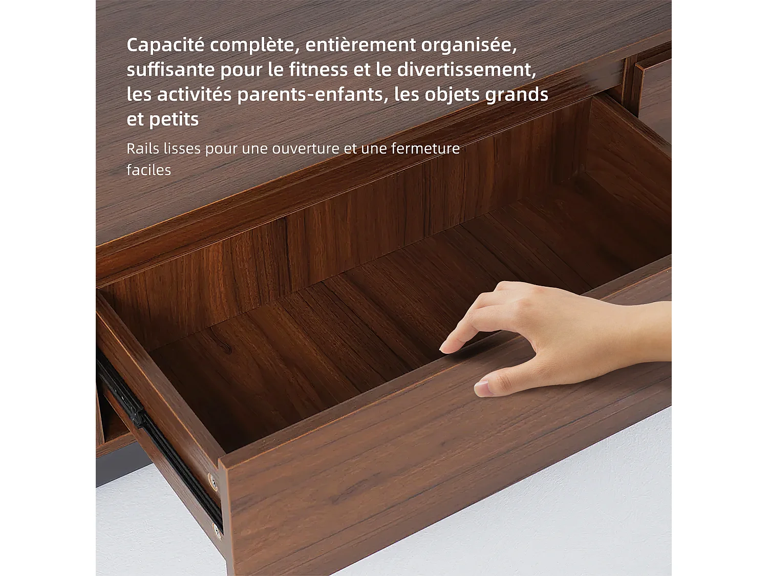 Tv-meubel met 3 lades, uitschuifbaar en verstelbaar van 200 cm tot 330 cm, tv-kast voor de woonkamer, walnootkleur