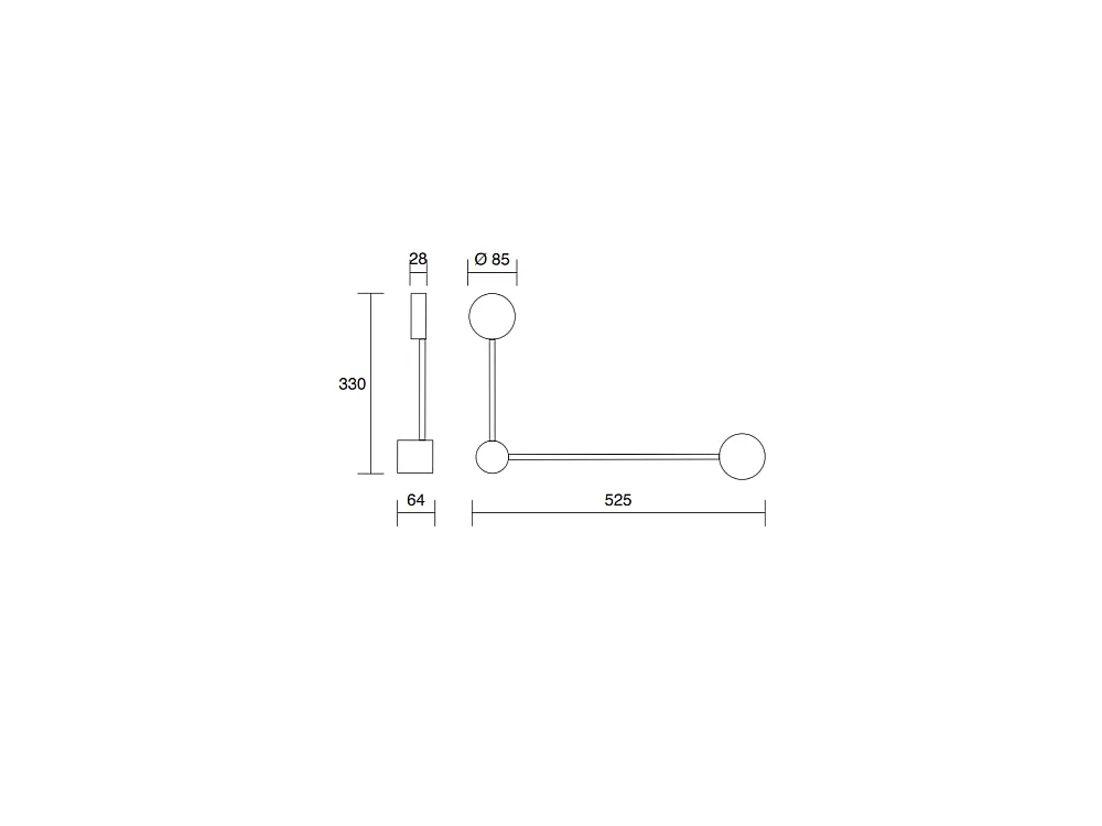 Eclipsia Weiße Wandleuchte - 325x520x64mm 2xGX53 - Zweiarmige Wandleuchte aus Metall - Langer Arm rechts