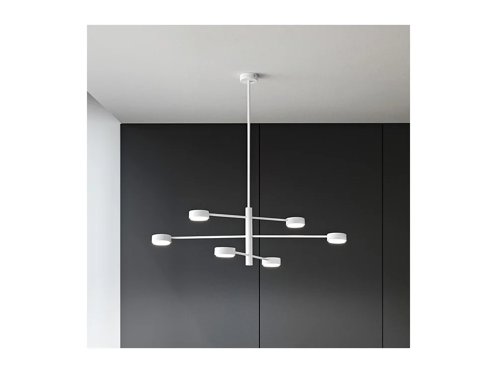 Eclipsia Witte Plafondlamp - d850x845mm 6xGX53 - Elegante Metalen Hanglamp