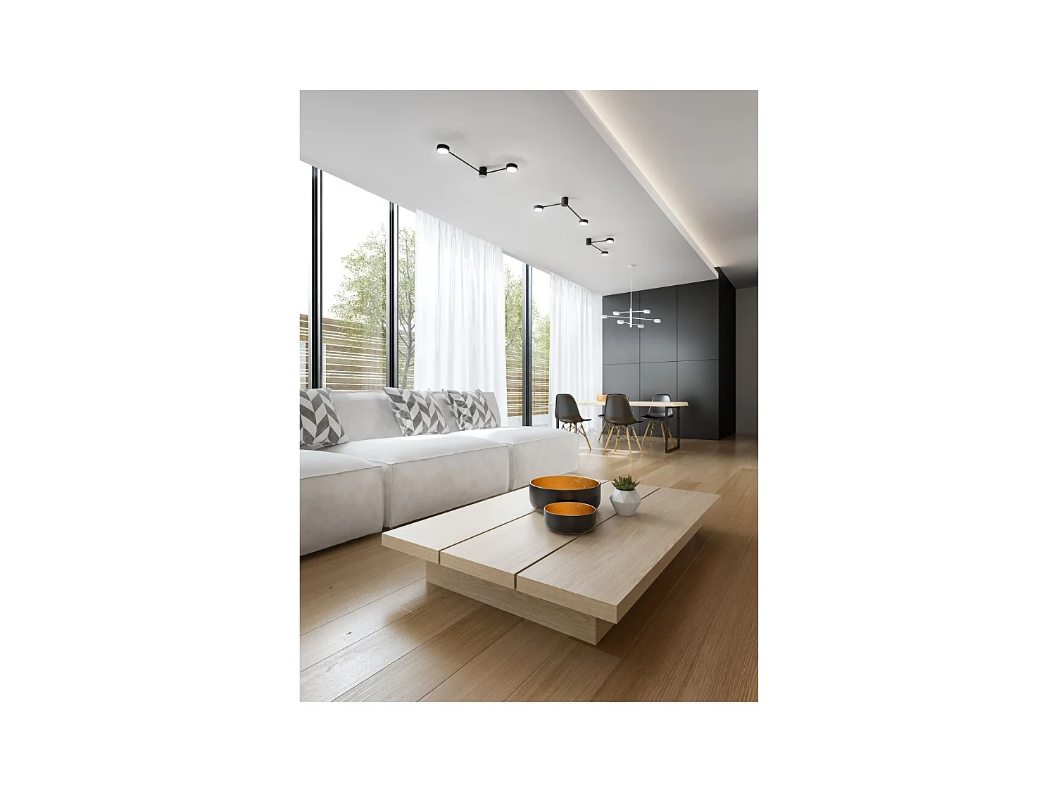 Eclipsia Zwarte Plafondlamp - d850x845mm 6xGX53 - Elegante Metalen Hanglamp