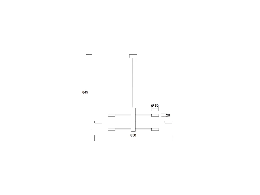 Eclipsia Zwarte Plafondlamp - d850x845mm 6xGX53 - Elegante Metalen Hanglamp