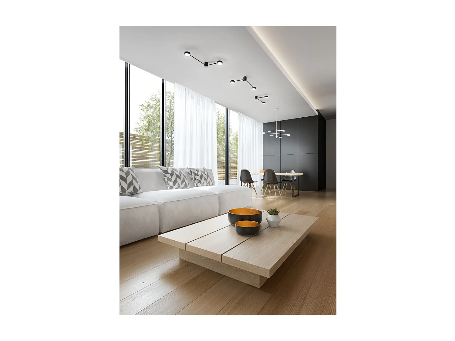 Lámpara de techo Eclipsia negra - 850 x 845 mm (6 x GX53) - Elegante lámpara colgante de metal