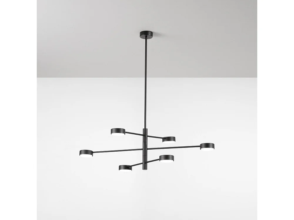 Lámpara de techo Eclipsia negra - 850 x 845 mm (6 x GX53) - Elegante lámpara colgante de metal