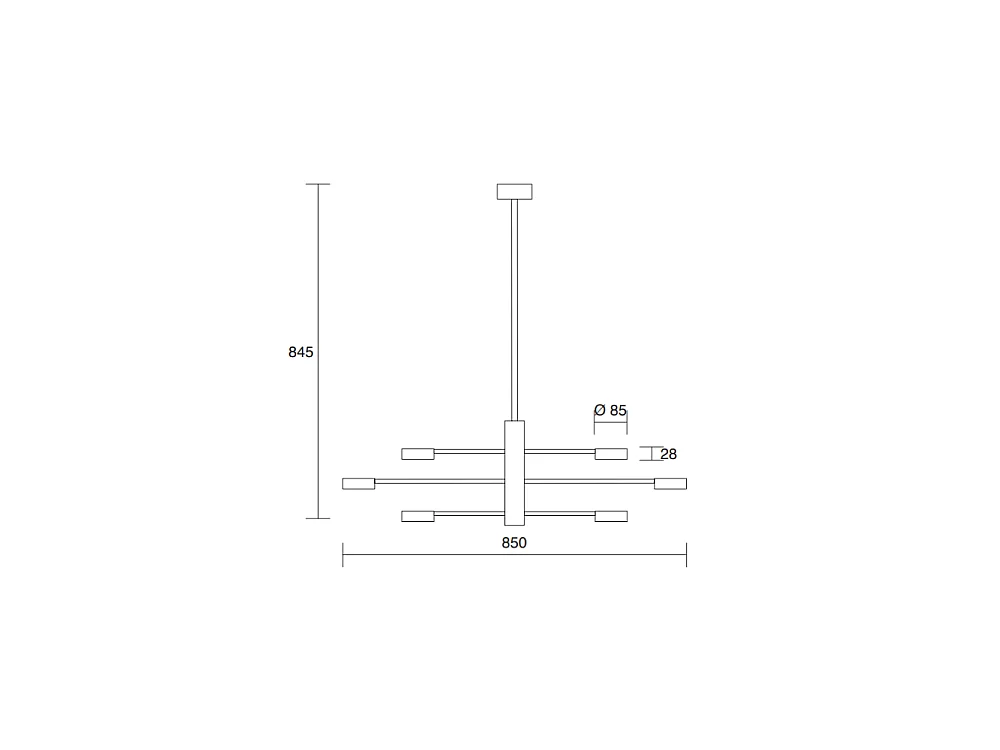 Lámpara de techo Eclipsia negra - 850 x 845 mm (6 x GX53) - Elegante lámpara colgante de metal