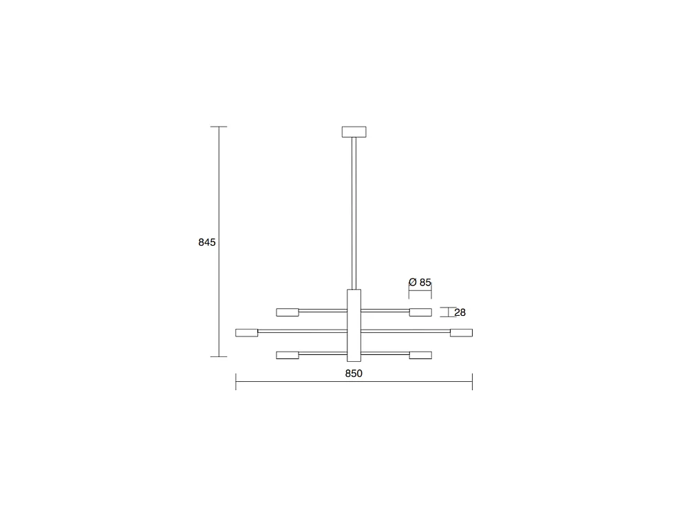 Eclipsia Zwarte Plafondlamp - d850x845mm 6xGX53 - Elegante Metalen Hanglamp
