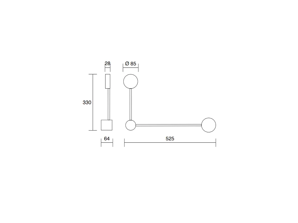 Kinkiet Eclipsia Black - 325x520x64mm 2xGX53 - Dwuramienny metalowy kinkiet - Długie ramię po lewej stronie