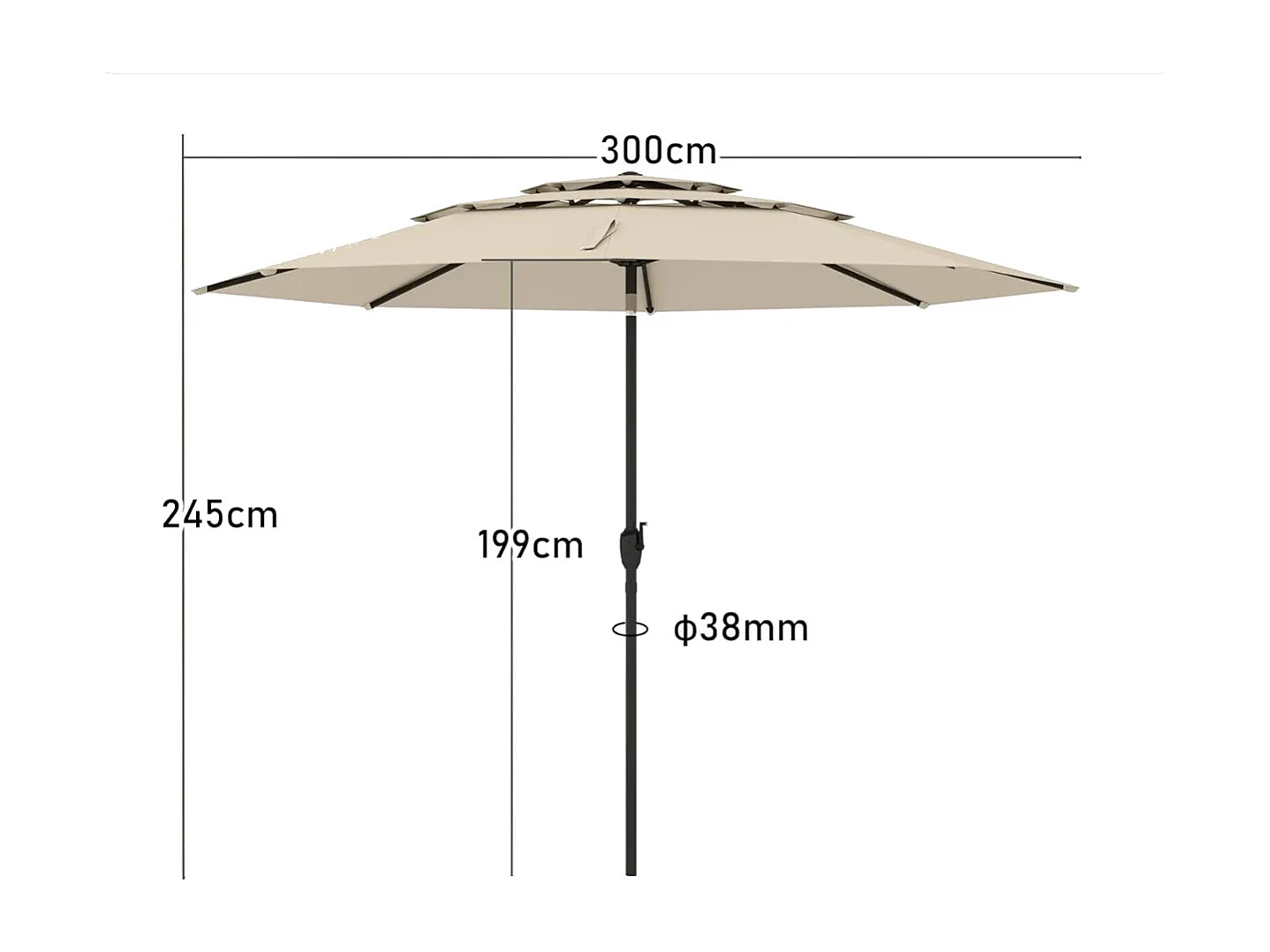 Parapluie de jardin avec système de ventilation Parapluie de jardin avec manivelle