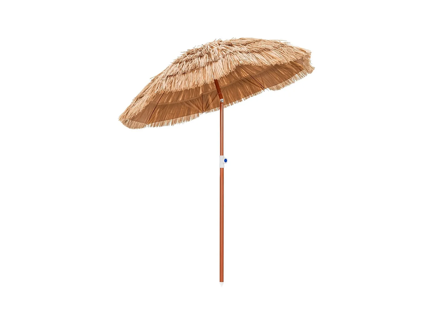 Ombrellone di paglia PP da giardino con borsa e design inclinabile, Ombrellone tiki hawaiano 175cm pieghevole
