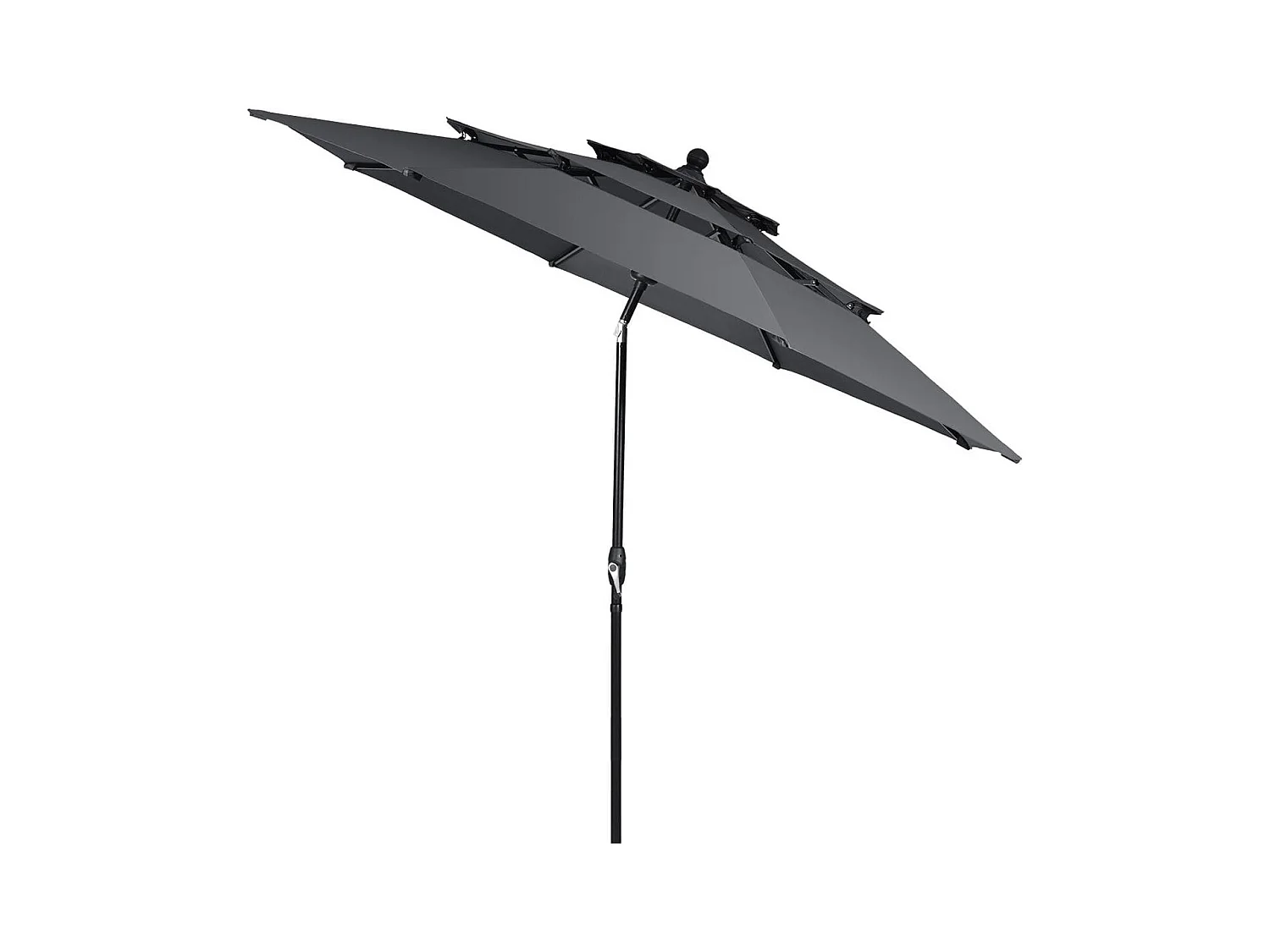 300 cm Sonnenschirm aus Aluminium mit 3-stufigem Dach Automatisch Neigbarer Standschirm Anthrazit