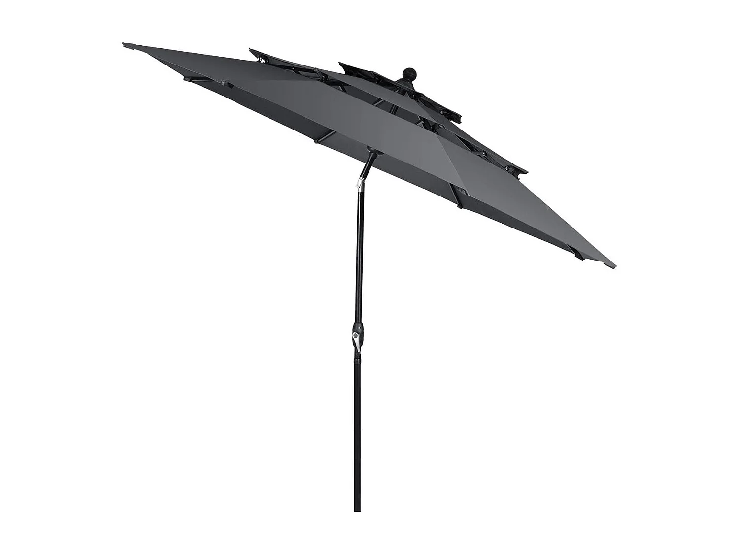 300 cm Sonnenschirm aus Aluminium mit 3-stufigem Dach Automatisch Neigbarer Standschirm Anthrazit
