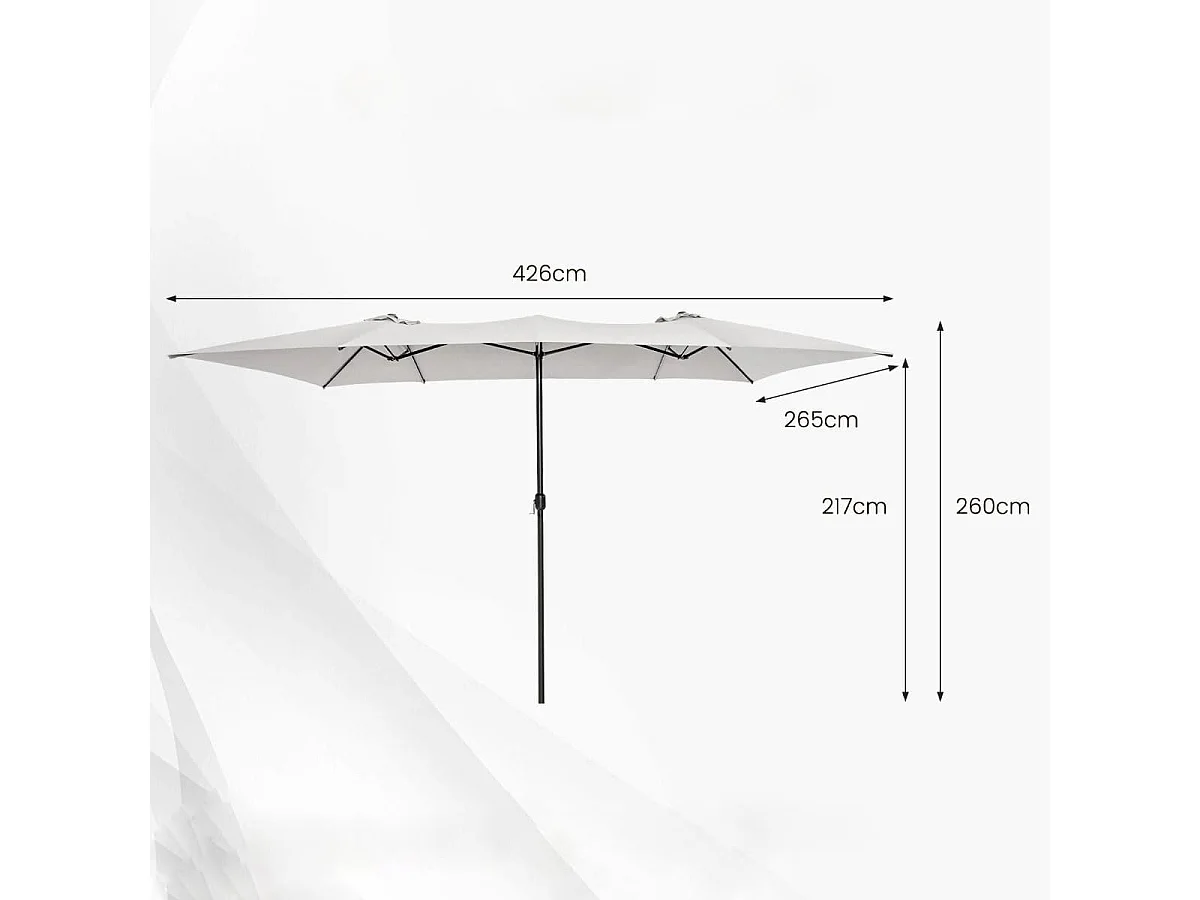 Doppelsonnenschirm Rechteckiger Sonnenschirm UV Schutz 426 x 265 cm Beige