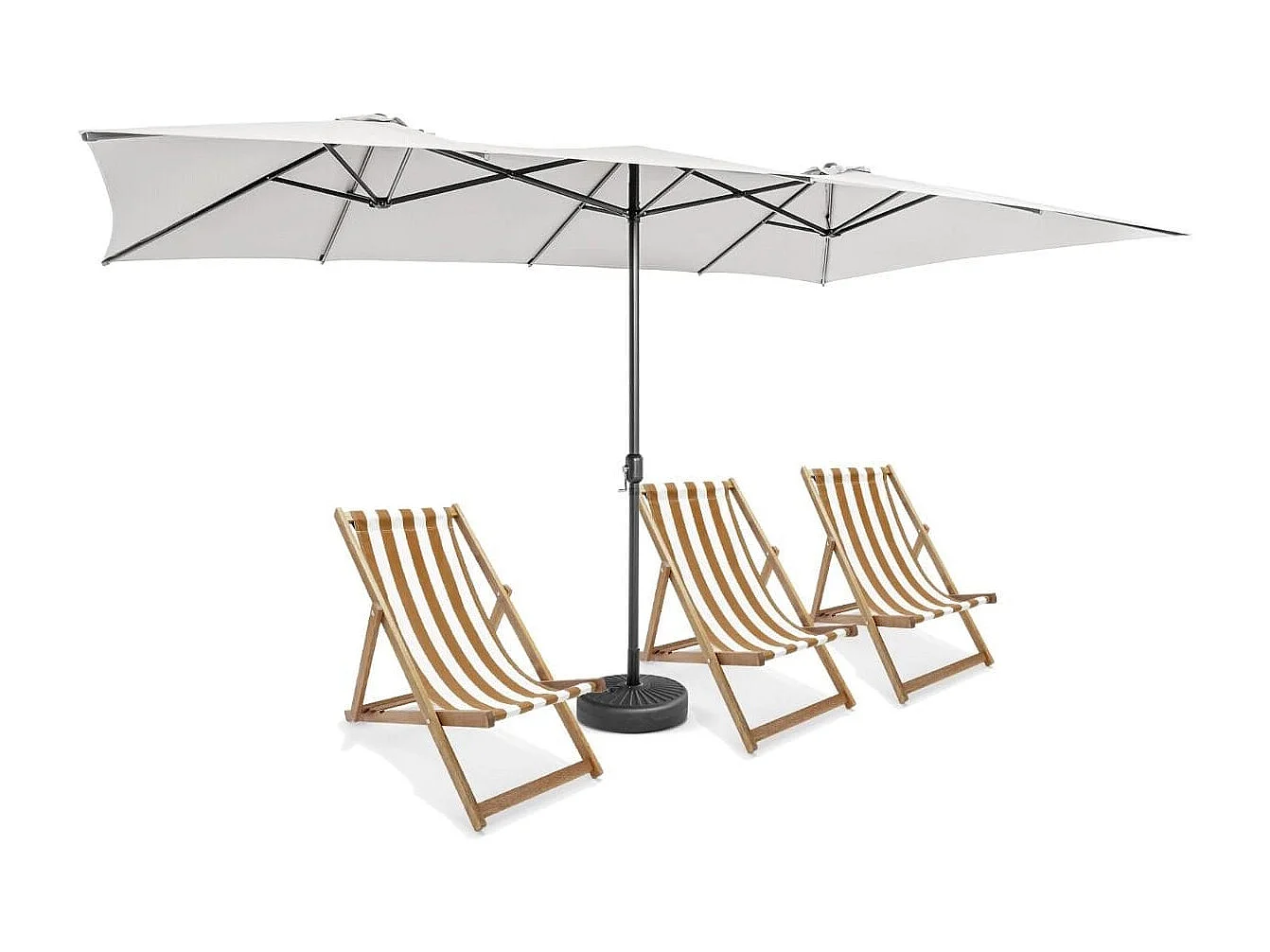 Doppelsonnenschirm Rechteckiger Sonnenschirm UV Schutz 426 x 265 cm Beige