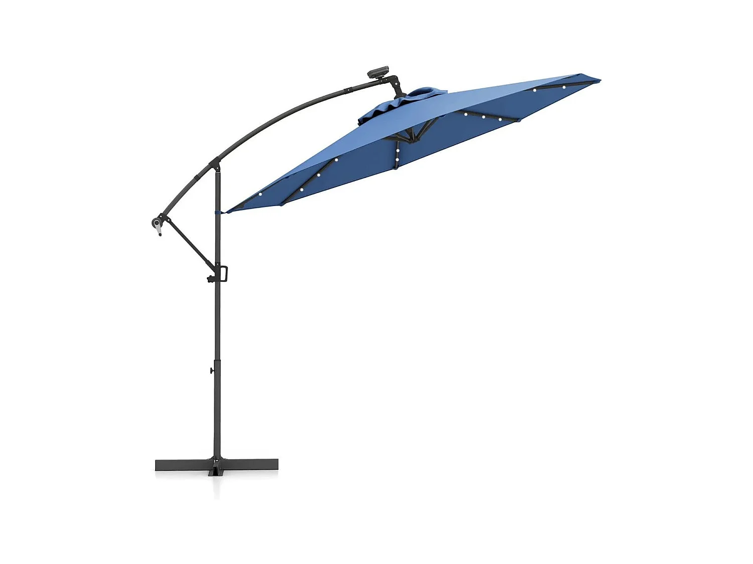 Ombrellone da giardino 300 cm con 32 luci led per piscina e altri spazi esteriori, Ombrellone girevole con inclinazione regolabile esteriori  Blu