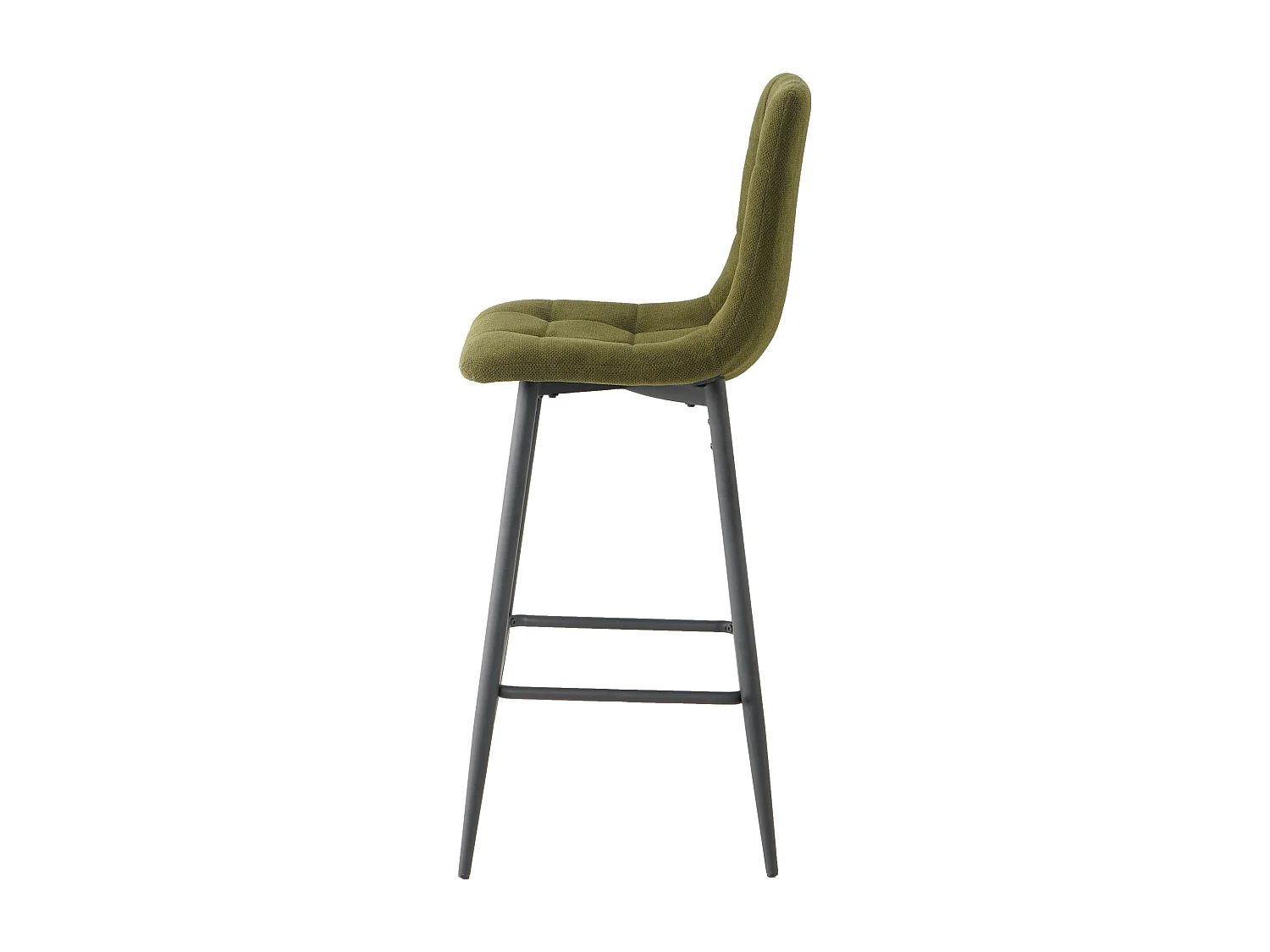 Lot de 2 tabourets de bar avec dossier - tissu coloris vert- hauteur assise 65 cm - CURIO