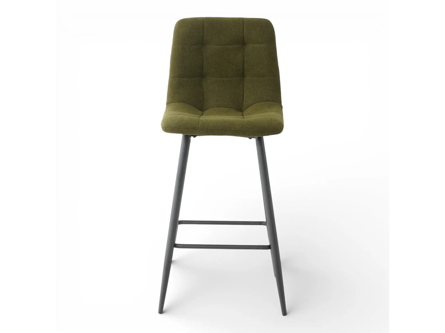 Lot de 2 chaises hautes / tabourets H65 cm tissu vert - CURIO