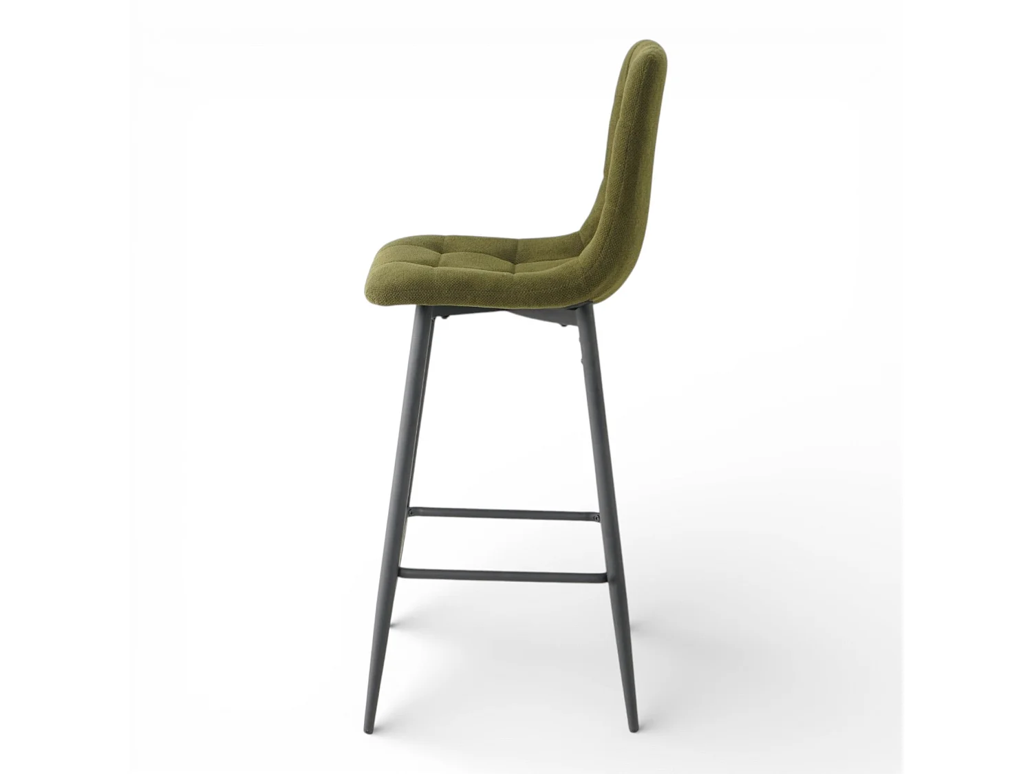 Lot de 2 chaises hautes / tabourets H65 cm tissu vert - CURIO