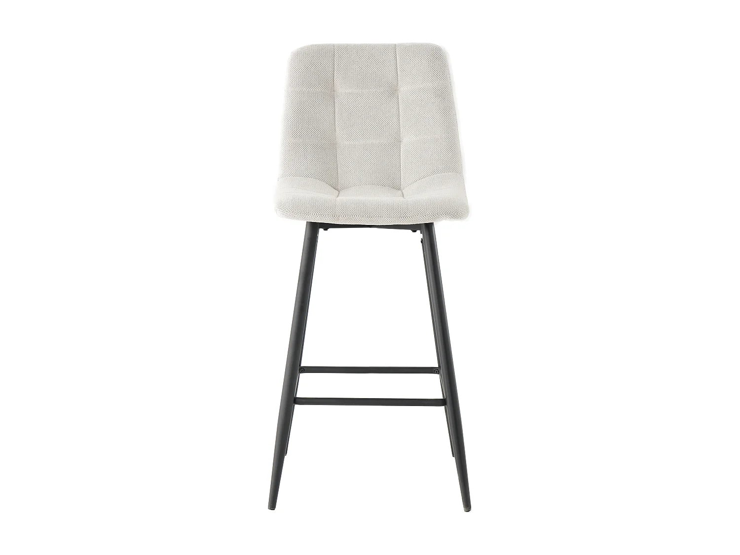 Lot de 2 tabourets de bar avec dossier - tissu coloris beige - hauteur assise 65 cm - CURIO