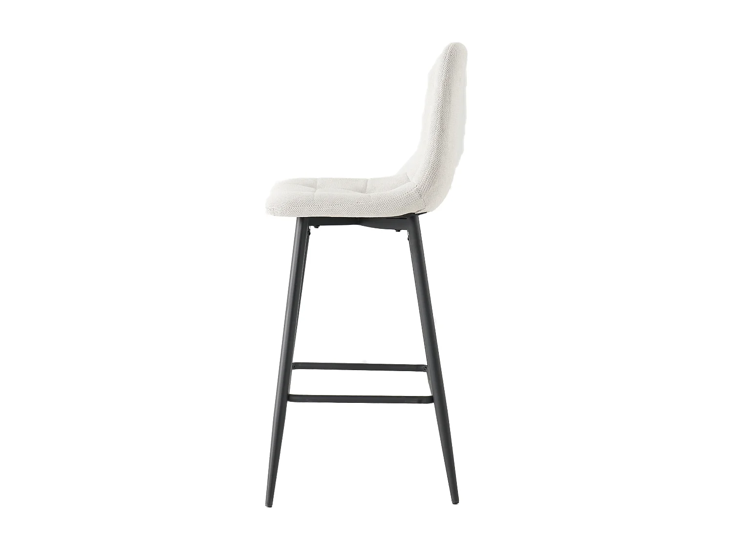 Lot de 2 tabourets de bar avec dossier - tissu coloris beige - hauteur assise 65 cm - CURIO