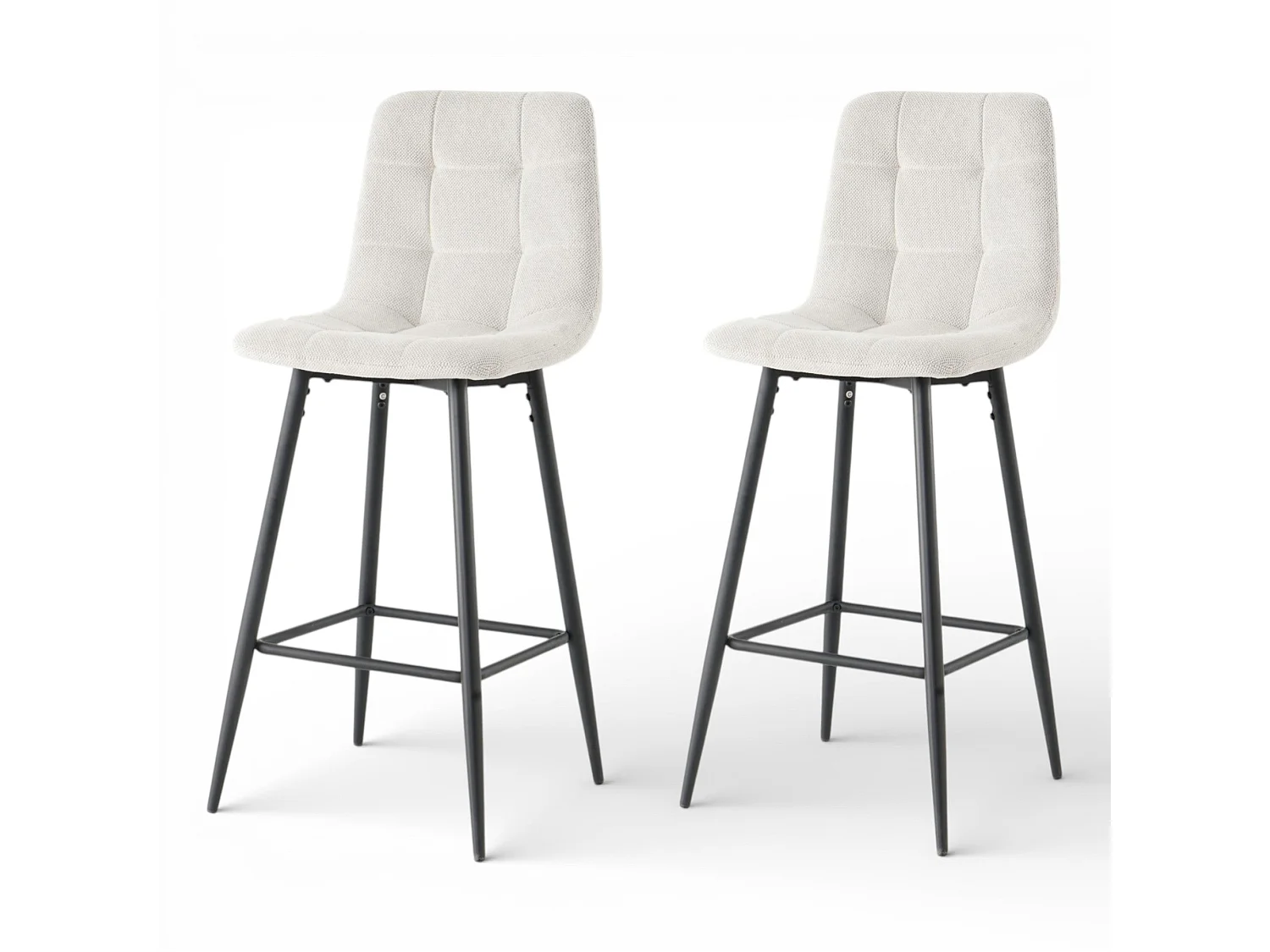 Lot de 2 chaises hautes / tabourets H65 cm tissu beige - CURIO
