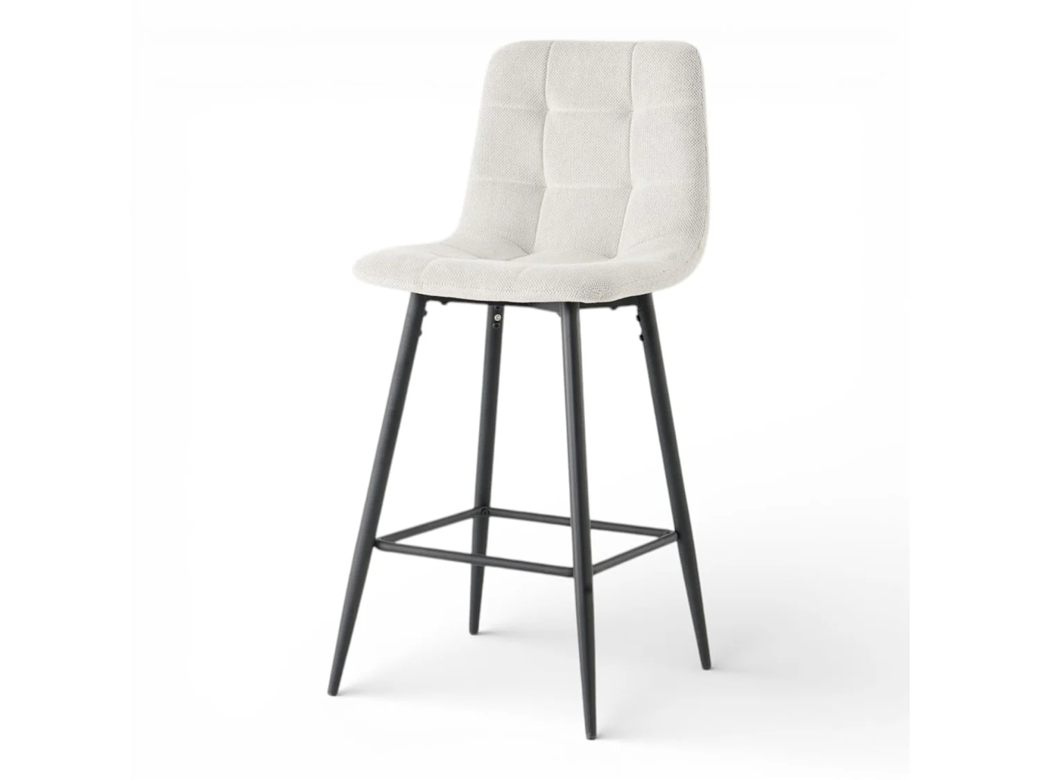 Lot de 2 chaises hautes / tabourets H65 cm tissu beige - CURIO