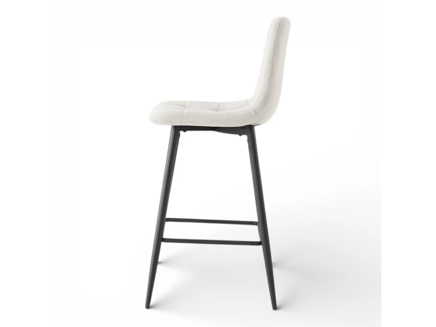 Lot de 2 chaises hautes / tabourets H65 cm tissu beige - CURIO
