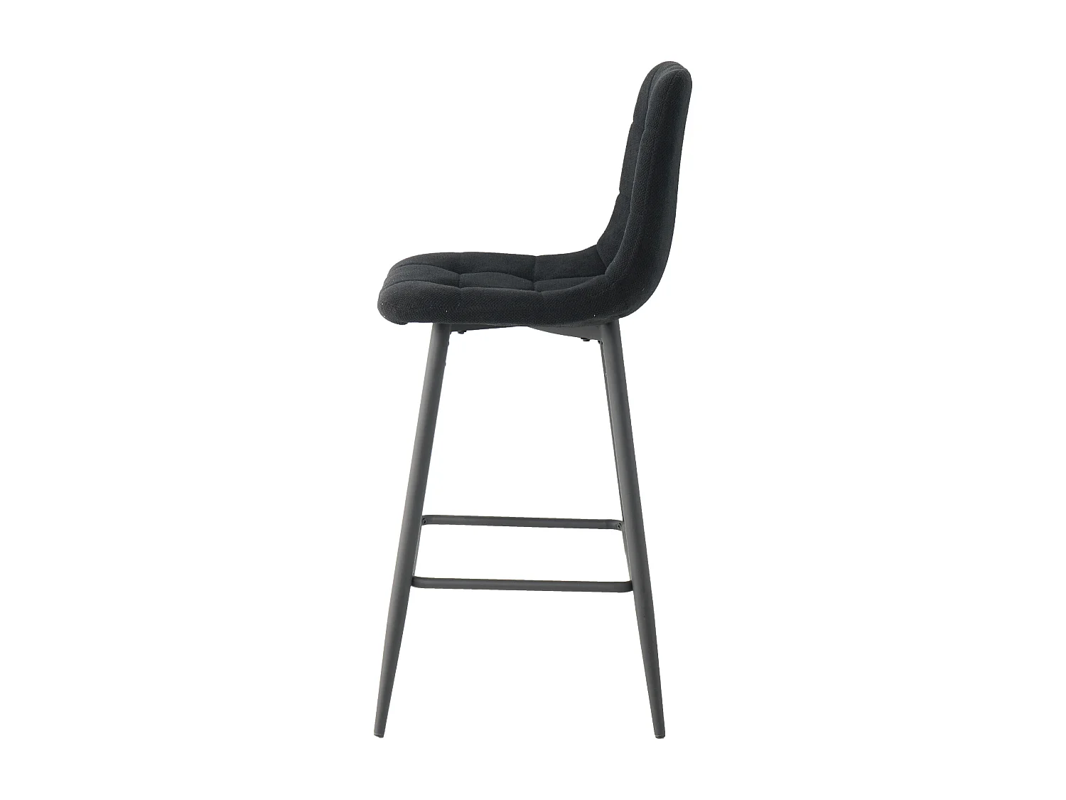 Lot de 2 tabourets de bar avec dossier - tissu coloris noir - hauteur assise 65 cm - CURIO