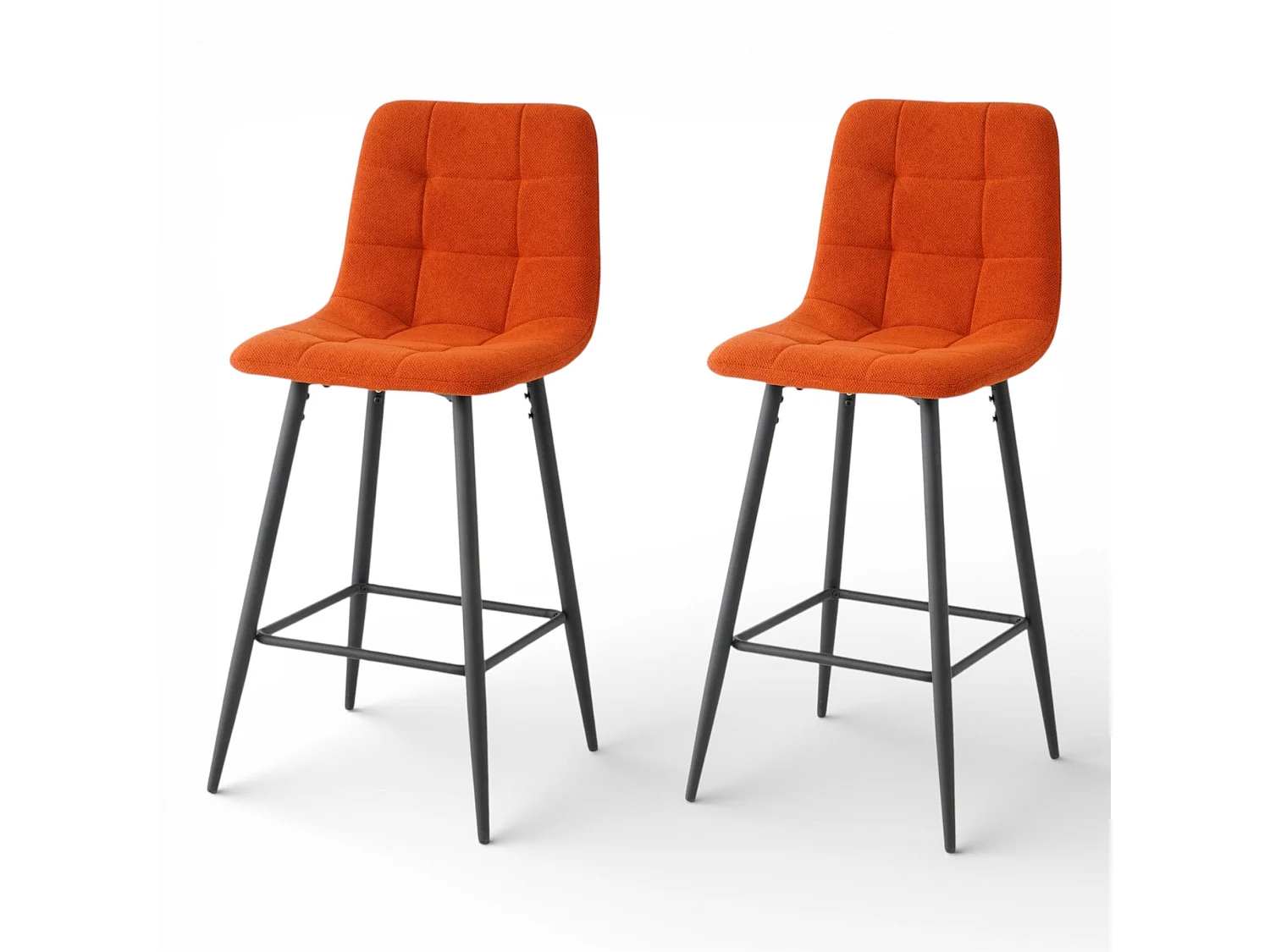 Lot de 2 chaises hautes / tabourets H65 cm tissu orange - CURIO