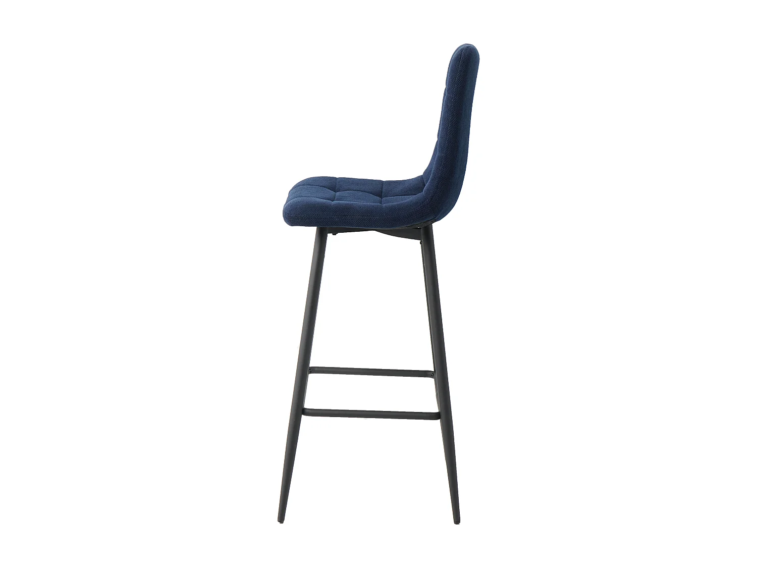 Lot de 2 tabourets de bar avec dossier - tissu coloris bleu - hauteur assise 65 cm - CURIO